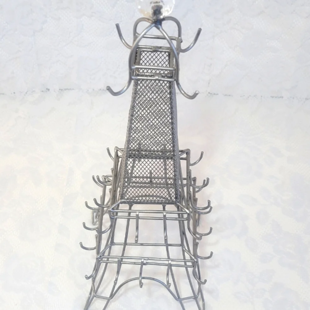 Paris Eiffel Tower Metal Jewelry Organizer Stand Necklace Bracelet Ring Holder